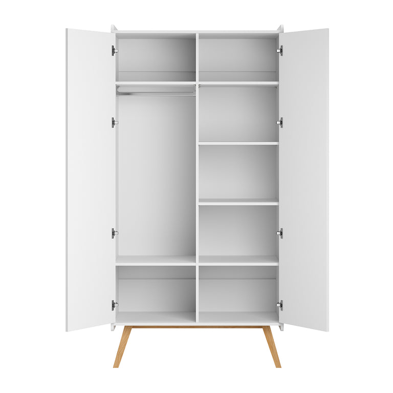 Lit évolutif 70x140 et armoire 2 portes Vox Vintage Blanc et Bois - vue 4
