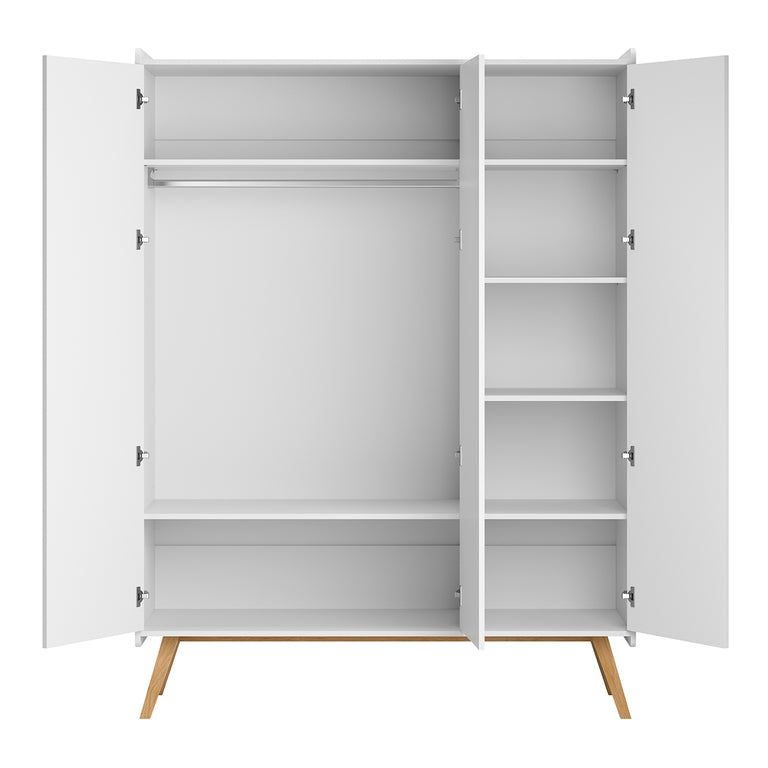 Chambre complète lit bébé 60x120 commode à langer et armoire 3 portes Vox Vintage Blanc et Bois - vue 5