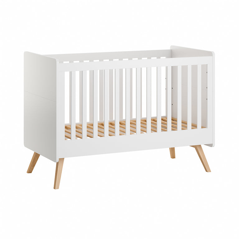 Lit évolutif 70x140 sommier inclus Vox Vintage Blanc et Bois - vue 2