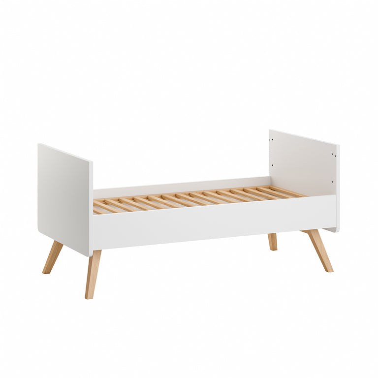 Lit évolutif 70x140 sommier inclus Vox Vintage Blanc et Bois - vue 3