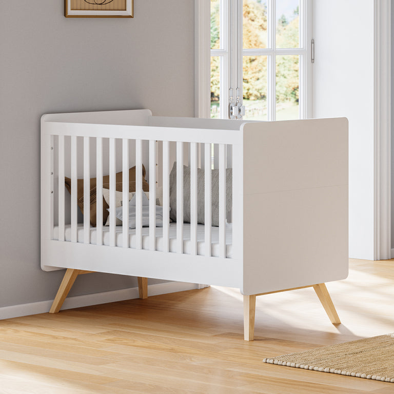 Lit évolutif 70x140 sommier inclus Vox Vintage Blanc et Bois - vue 4