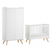 Lit bébé 60x120 et armoire 2 portes Vox Vintage Blanc et Bois