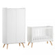Lit bébé 60x120 et armoire 2 portes Vox Vintage Blanc et Bois