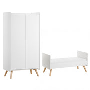 Lit évolutif 70x140 et armoire 2 portes Vox Vintage Blanc et Bois