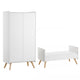 Lit évolutif 70x140 et armoire 2 portes Vox Vintage Blanc et Bois