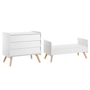 Lit évolutif 70x140 et commode 3 tiroirs Vox Vintage Blanc et Bois