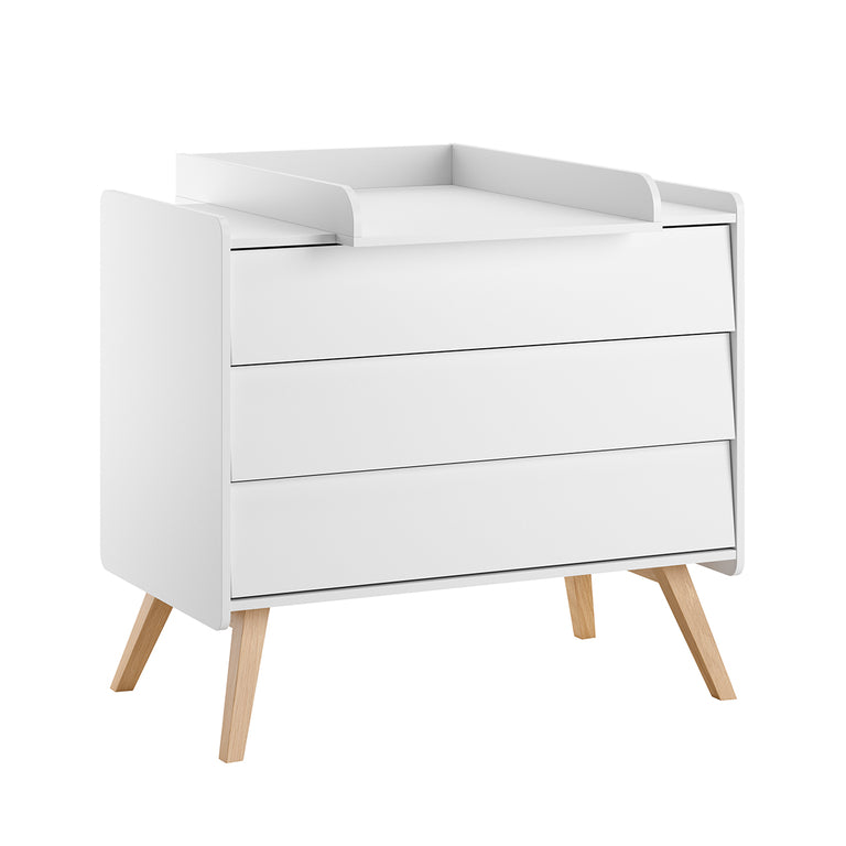 Chambre complète lit évolutif 70x140 commode à langer et armoire 3 portes Vox Vintage Blanc et Bois - vue 4