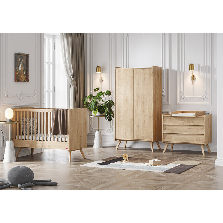 Lit bébé et armoire 2 portes Vox Vintage Bois - vue 5