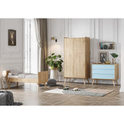 Chambre complète lit bébé évolutif - commode 3 tiroirs - armoire 2 portes Vox Vintage Bois Bleu