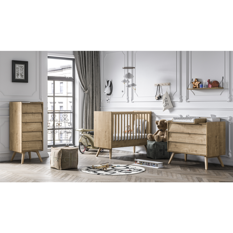 Chambre complète lit bébé - commode à langer - chiffonnier Vox Vintage Bois