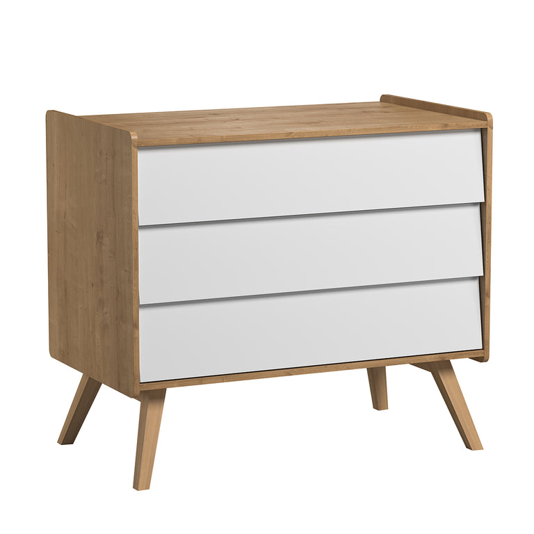 Commode 3 tiroirs et armoire 2 portes Vox Vintage Bois Blanc - vue 2