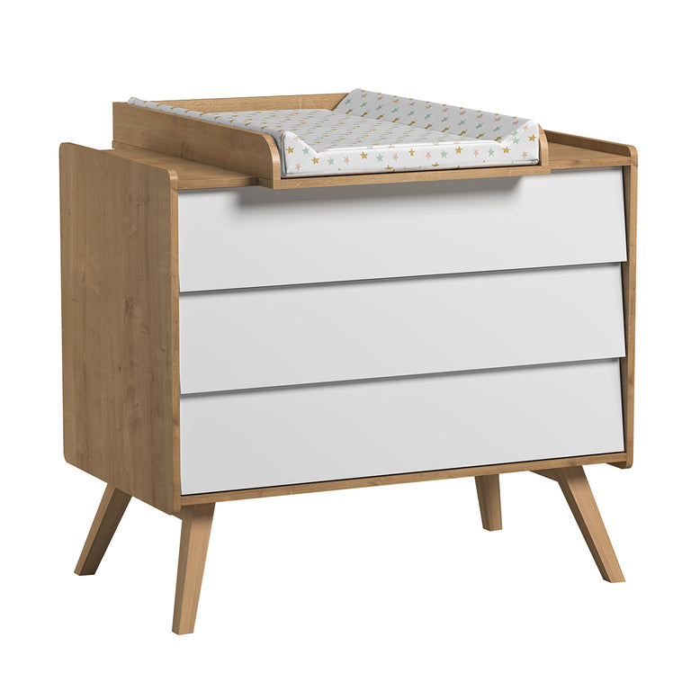 Chambre complète lit bébé évolutif - commode 3 tiroirs - armoire 2 portes Vox Vintage Bois Blanc - vue 6