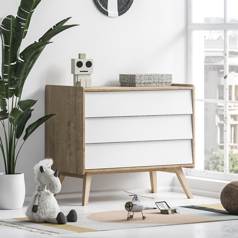 Commode 3 tiroirs Vox Vintage Bois Blanc - vue 2
