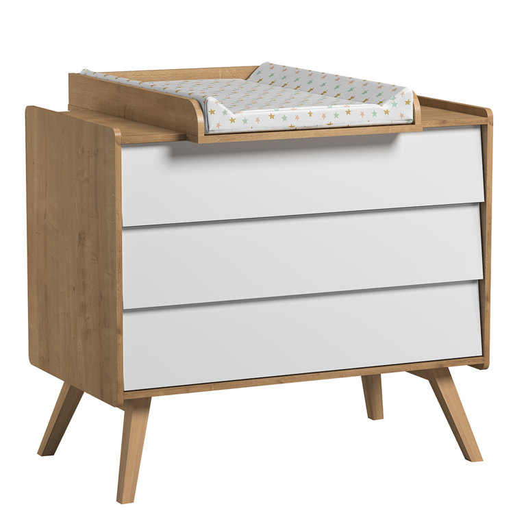 Chambre complète lit bébé - commode à langer - chiffonnier Vox Vintage Bois Blanc - vue 5