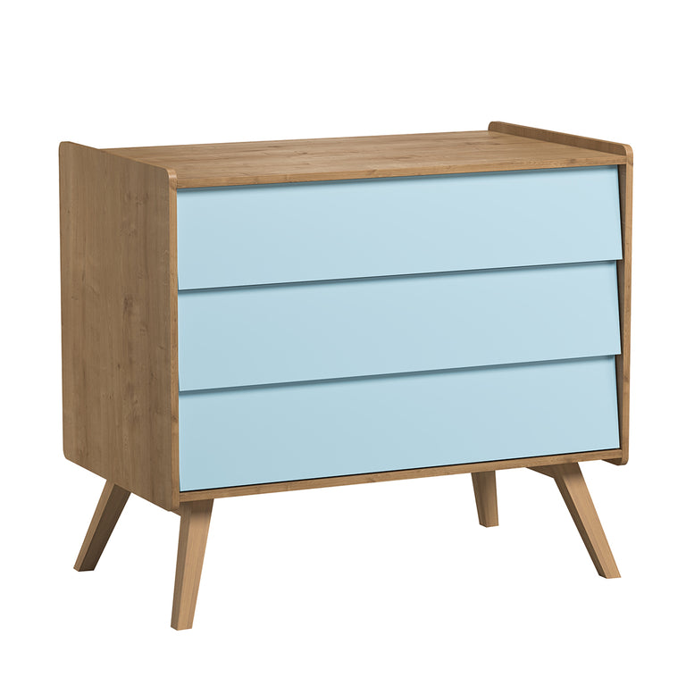 Chambre complète lit bébé évolutif - commode 3 tiroirs - armoire 2 portes Vox Vintage Bois Bleu - vue 7