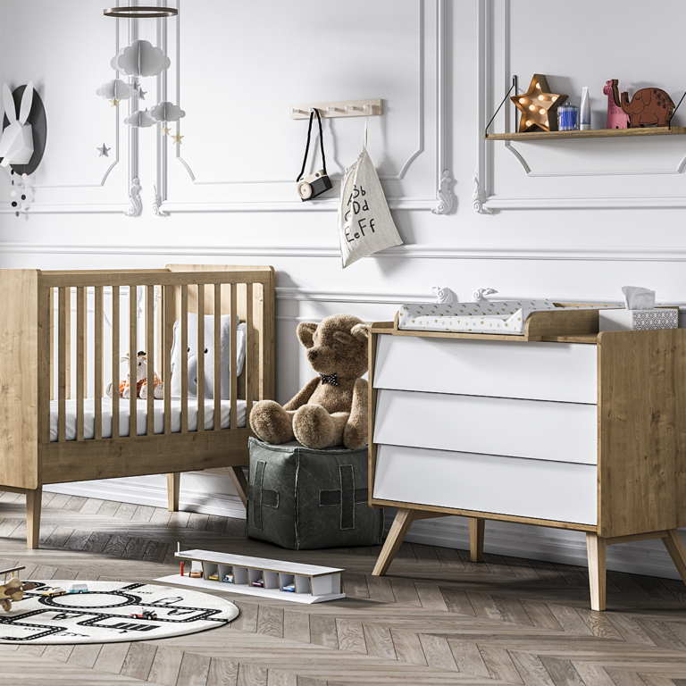Lit bébé et Commode à langer Vox Vintage Bois Blanc - vue 4