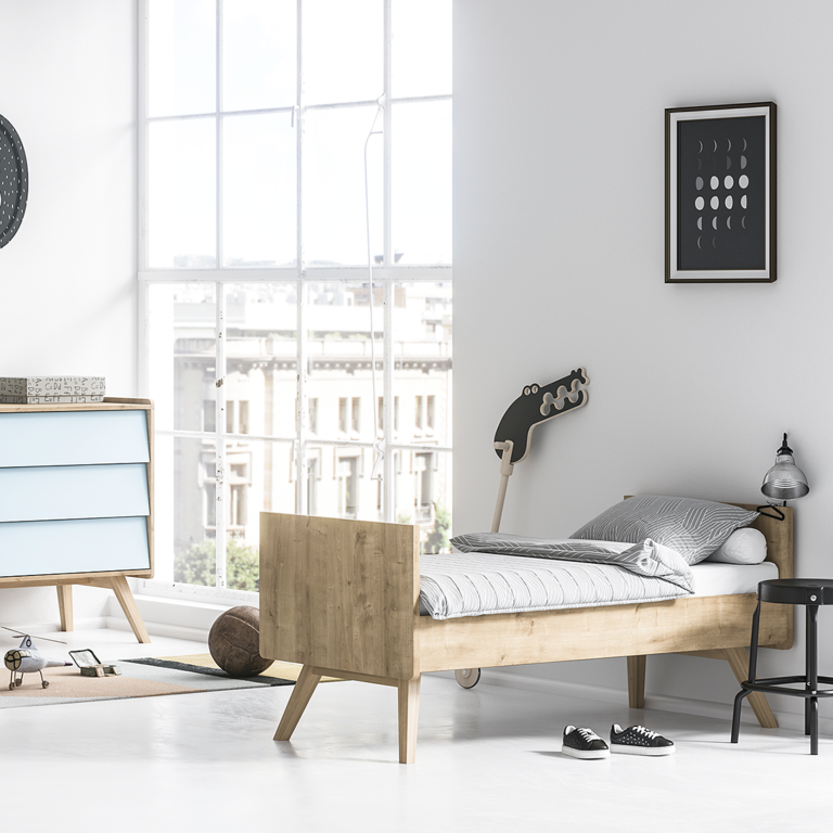 Lit bébé évolutif et Commode à langer Vox Vintage Bois Bleu - vue 4