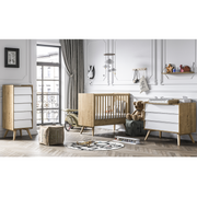 Chambre complète lit bébé - commode à langer - chiffonnier Vox Vintage Bois Blanc