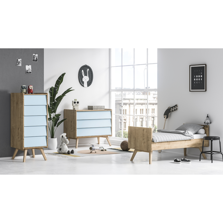 Chambre complète lit bébé évolutif - commode à langer - chiffonnier Vox Vintage Bois Bleu