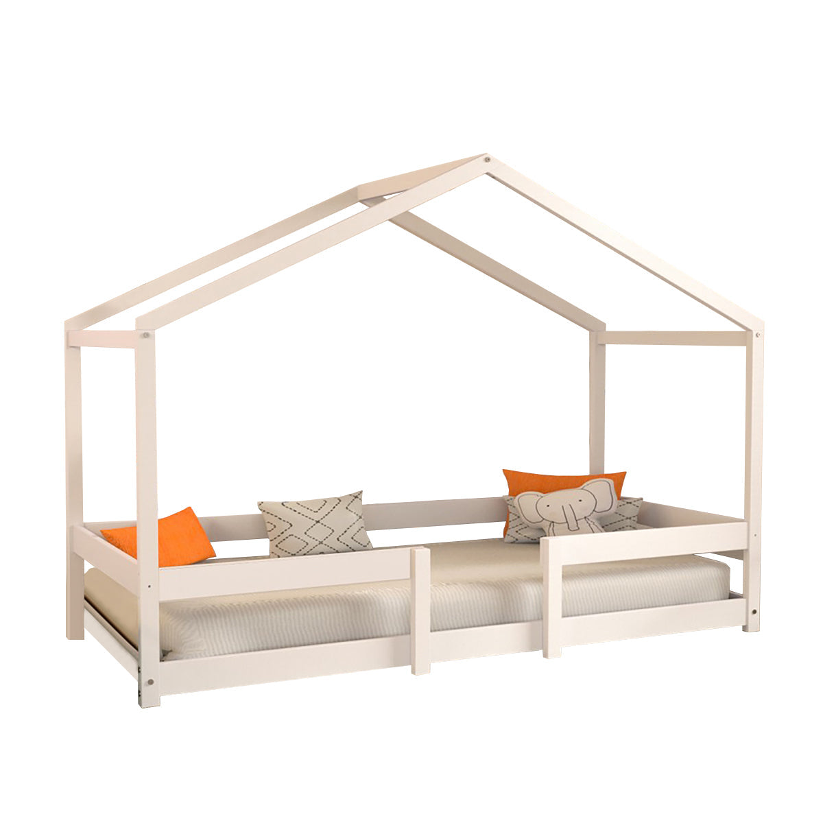 Lit cabane 90x190 sommier inclus Célia Blanc - vue 2
