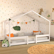 Lit cabane 90x190 sommier inclus Célia Blanc