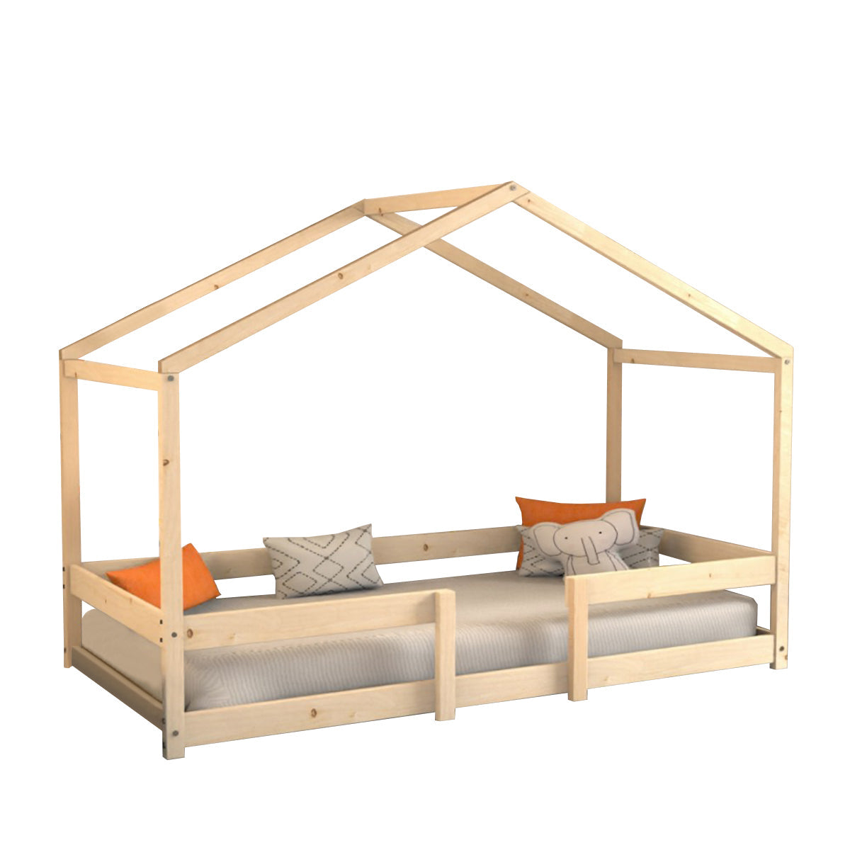 Lit cabane 90x190 sommier inclus Célia Bois - vue 2