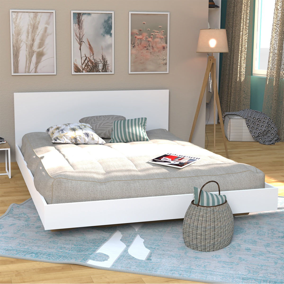Lit 160x200 sommier inclus Cora Blanc
