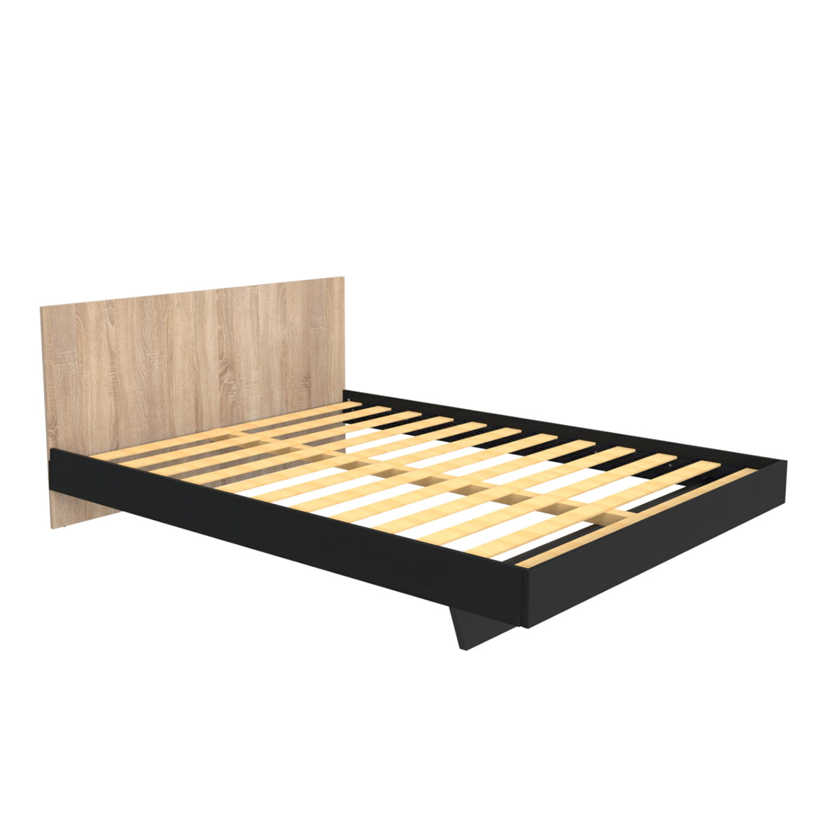 Lit 160x200 sommier inclus Cora Bois blanchi et Noir - vue 2