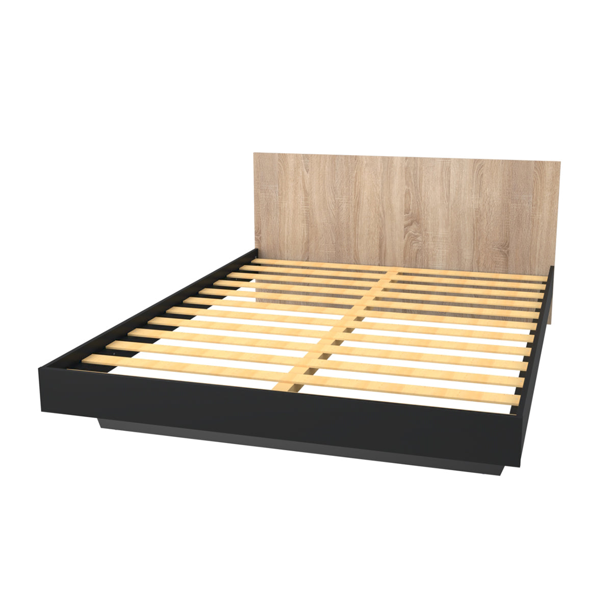 Lit 160x200 sommier inclus Cora Bois blanchi et Noir - vue 3