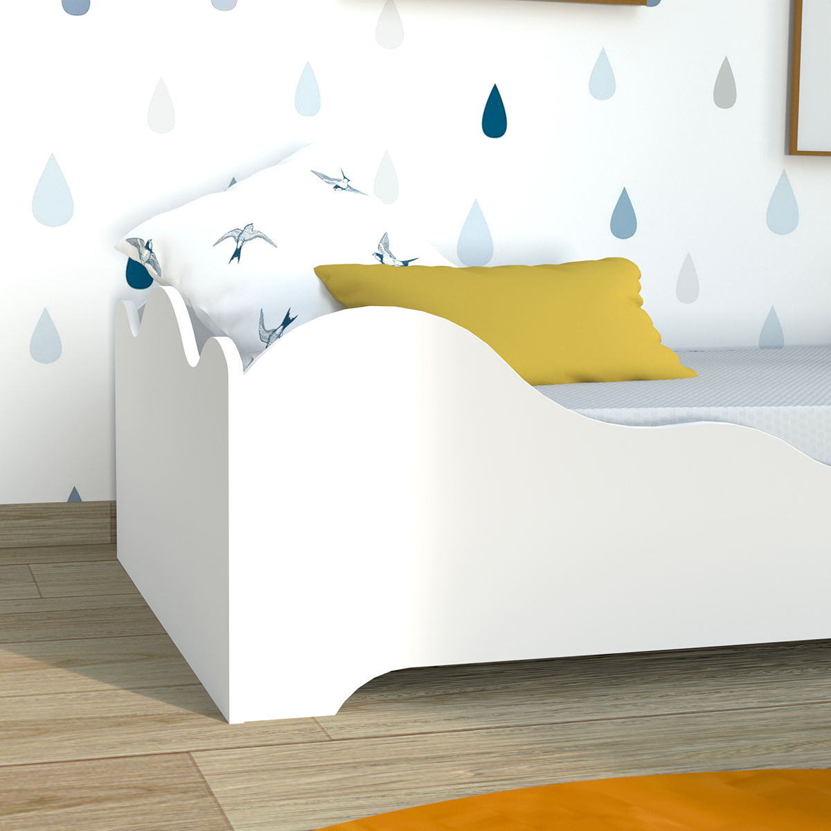 Lit 90x190 sommier inclus Nuage Blanc - vue 3