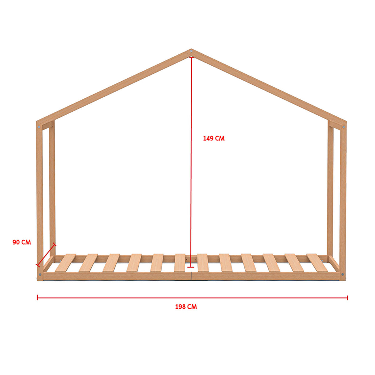Lit cabane 90x190 sommier inclus Gloria Bois - vue 4