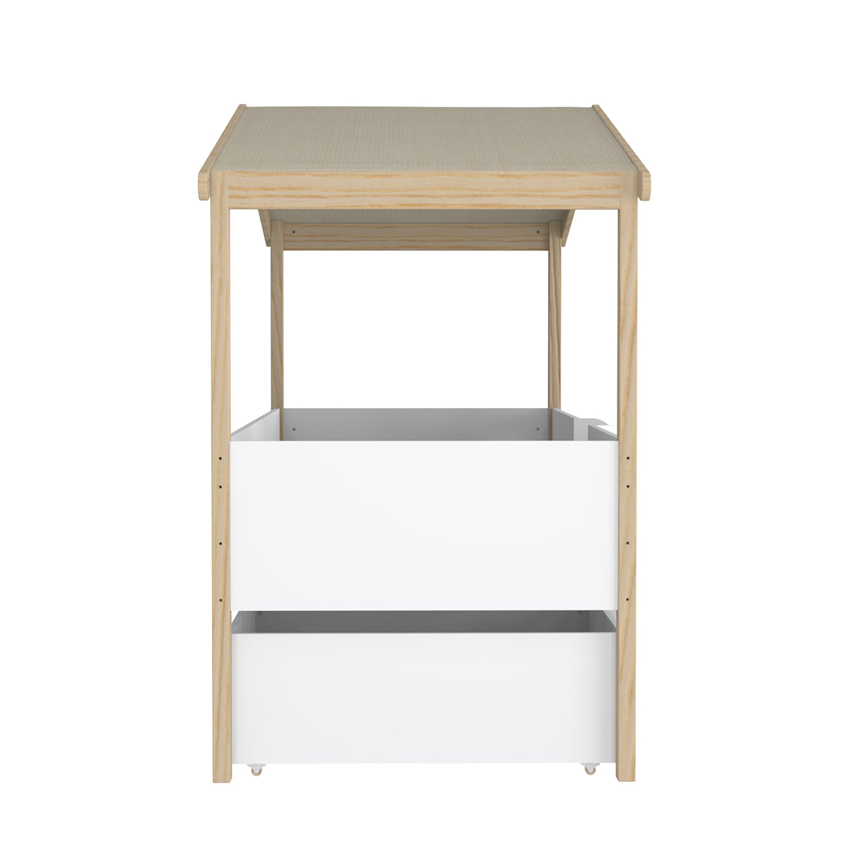 Lit cabane mi-hauteur 90x190 sommier et tiroirs inclus Kayla Bois et Blanc - vue 4