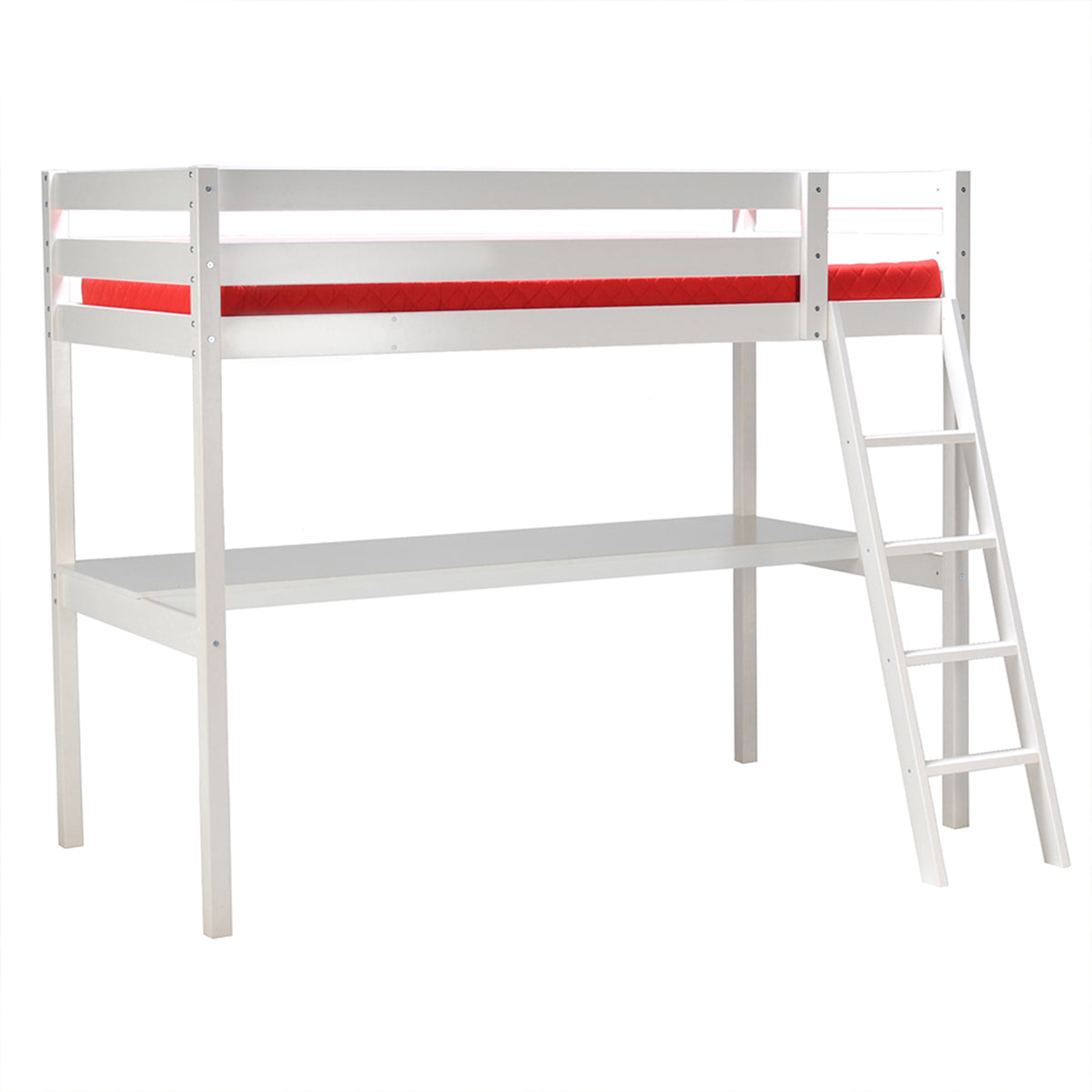 Lit mezzanine 90x190 - bureau - sommier inclus Kylian Blanc - vue 2