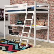 Lit mezzanine 90x190 - bureau - sommier inclus Kylian Blanc
