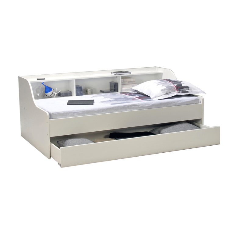 Lit étagère gigogne - 1 tiroir-lit 90x190 Weber Industries Palma - Blanc - vue 2
