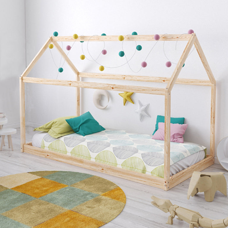Lit cabane et sommier 70x140 Weber Industries Panda - Naturel