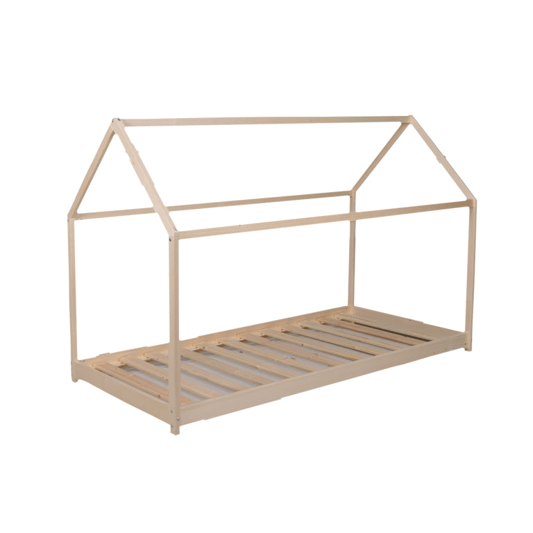 Lit cabane et sommier 70x140 Weber Industries Panda - Naturel - vue 2