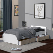 Lit 90x190 tiroirs inclus Orson Bois blanchi et Blanc