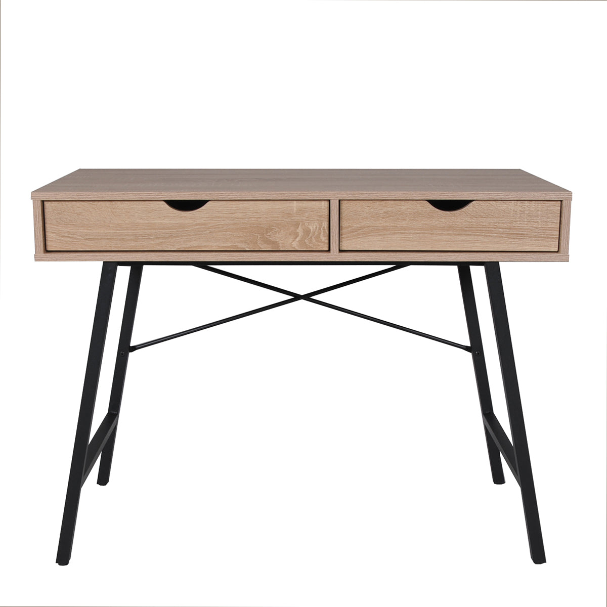 Bureau 2 tiroirs Parker Bois blanchi et Noir - vue 3