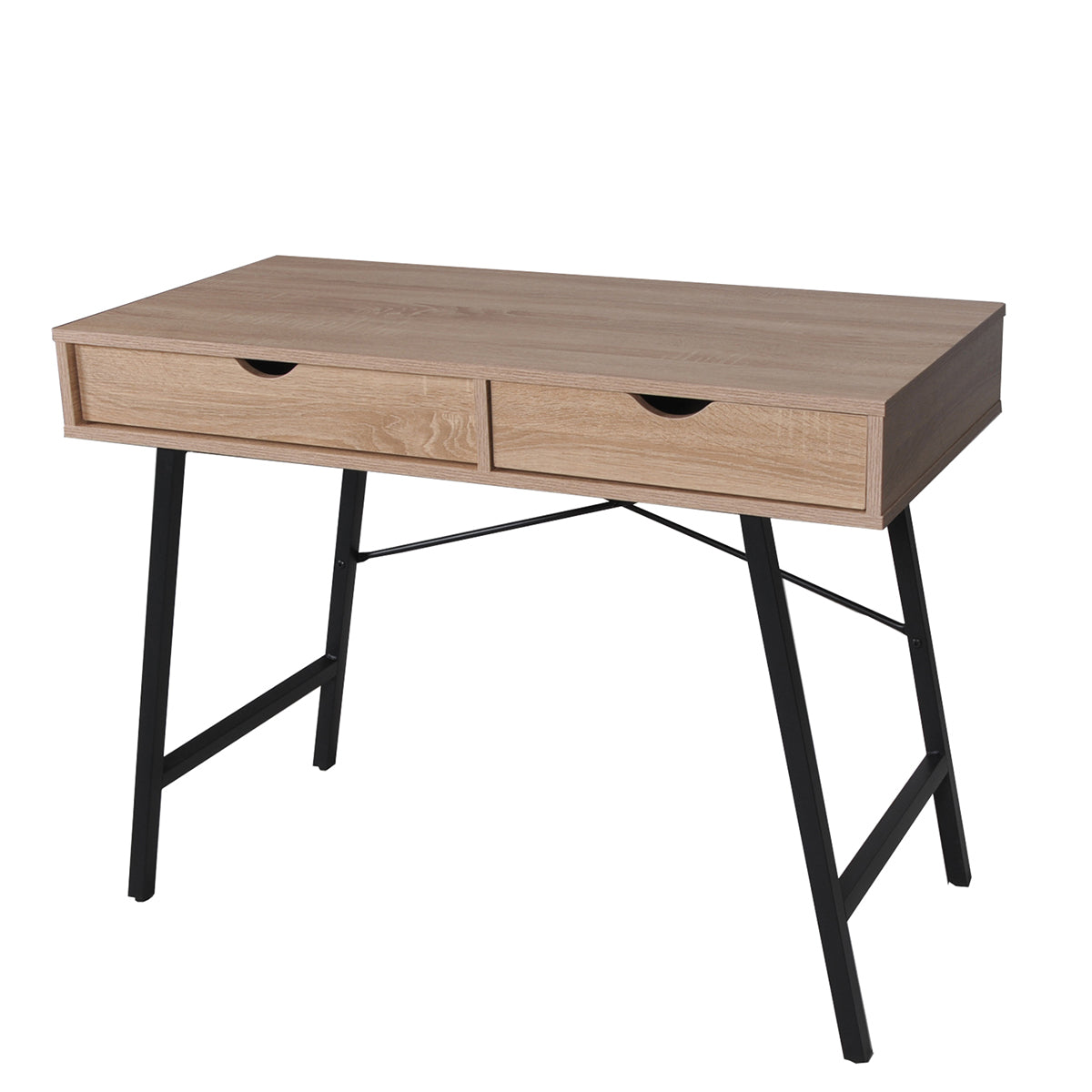Bureau 2 tiroirs Parker Bois blanchi et Noir - vue 2