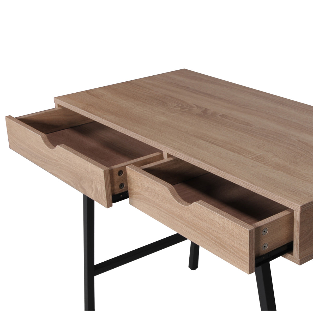 Bureau 2 tiroirs Parker Bois blanchi et Noir - vue 4