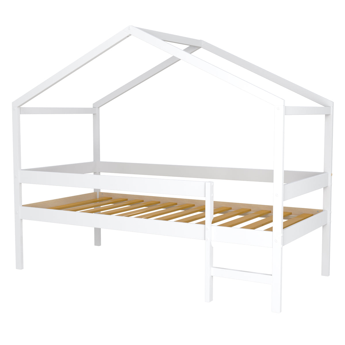 Lit cabane mi-hauteur 90x190 sommier inclus Penny Blanc - vue 2