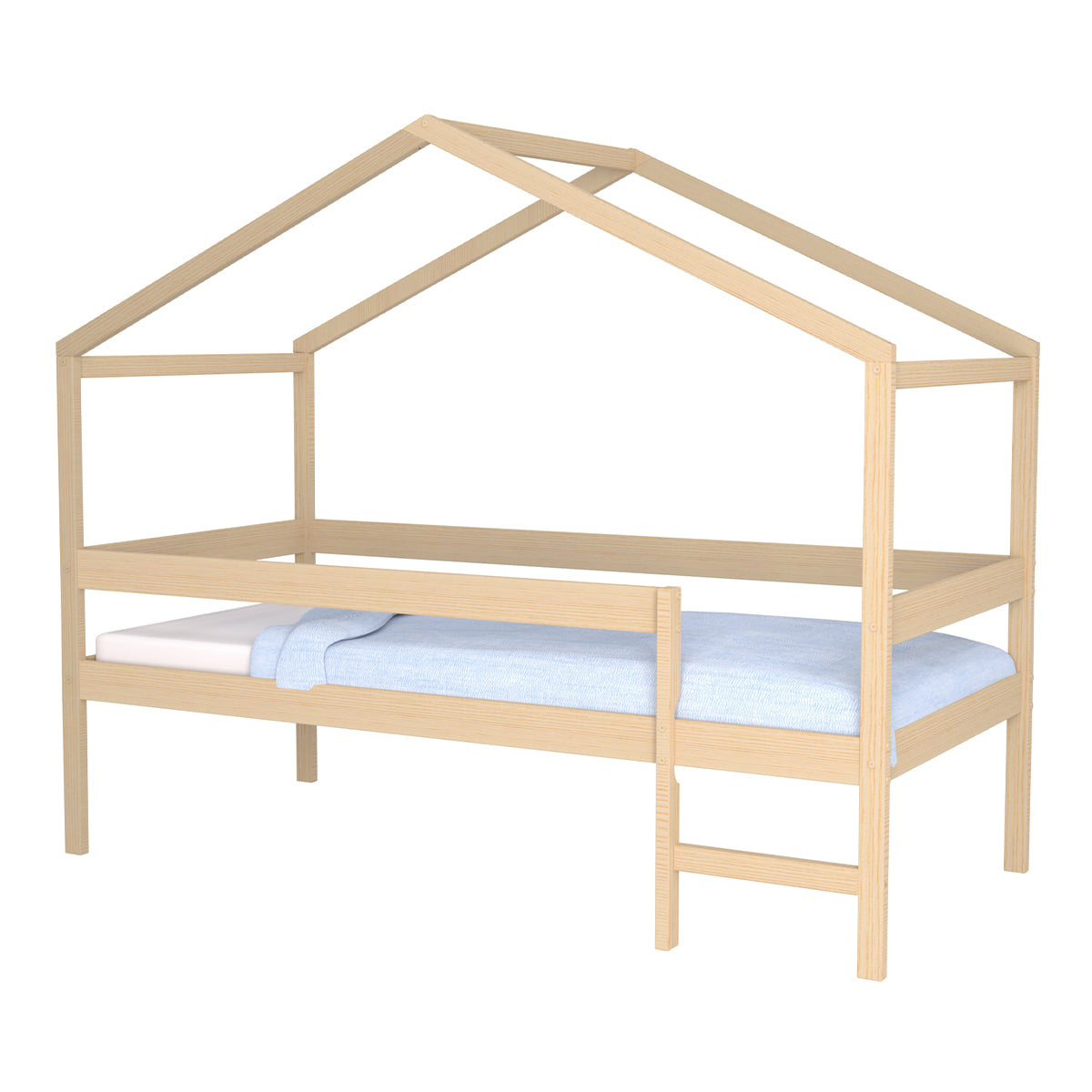 Lit cabane mi-hauteur 90x190 sommier inclus Penny Bois - vue 2