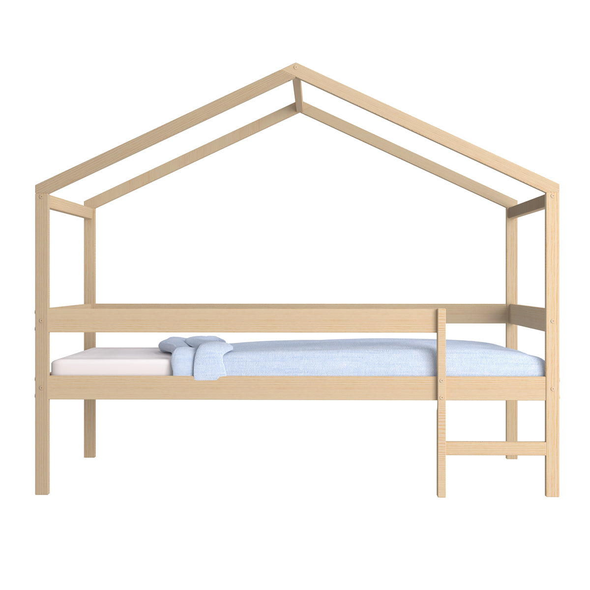 Lit cabane mi-hauteur 90x190 sommier inclus Penny Bois - vue 3