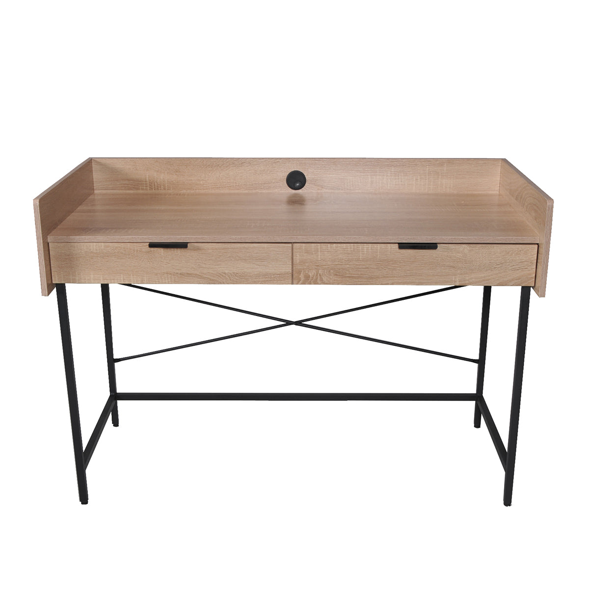 Bureau 2 tiroirs Suliac Bois blanchi et Noir - vue 3
