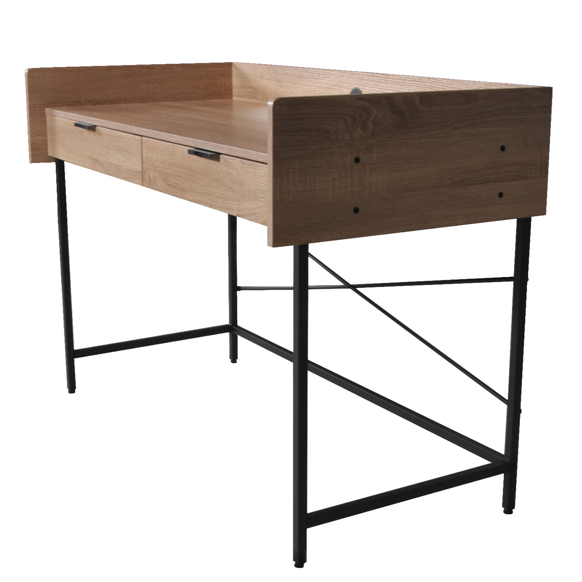 Bureau 2 tiroirs Suliac Bois blanchi et Noir - vue 2
