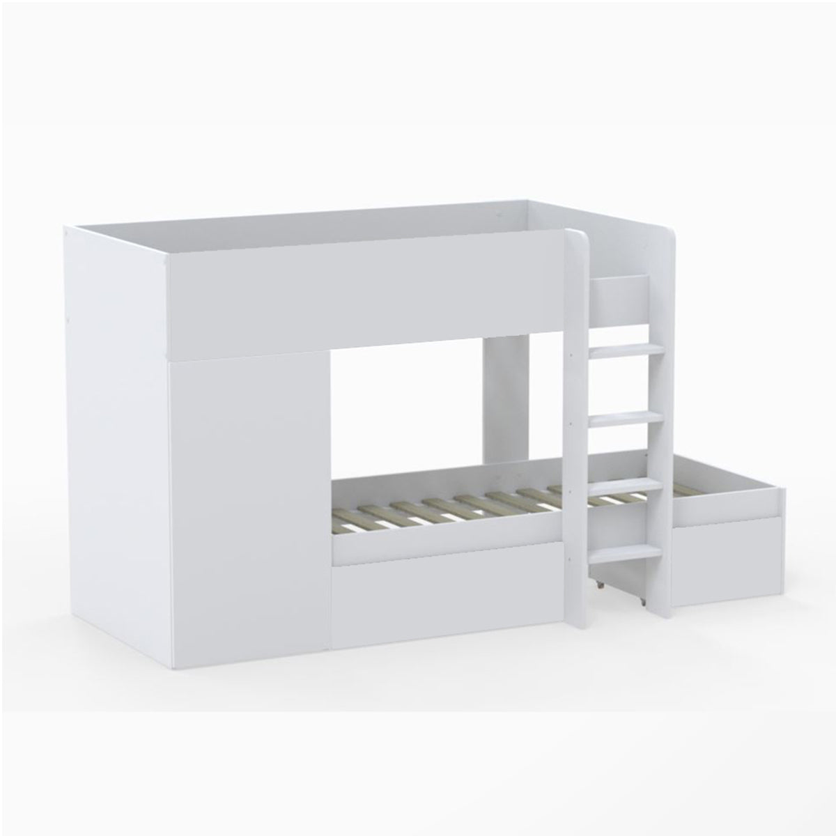 Lit superposé 90x190 - armoire - tiroirs - sommier inclus Twin Blanc - vue 3
