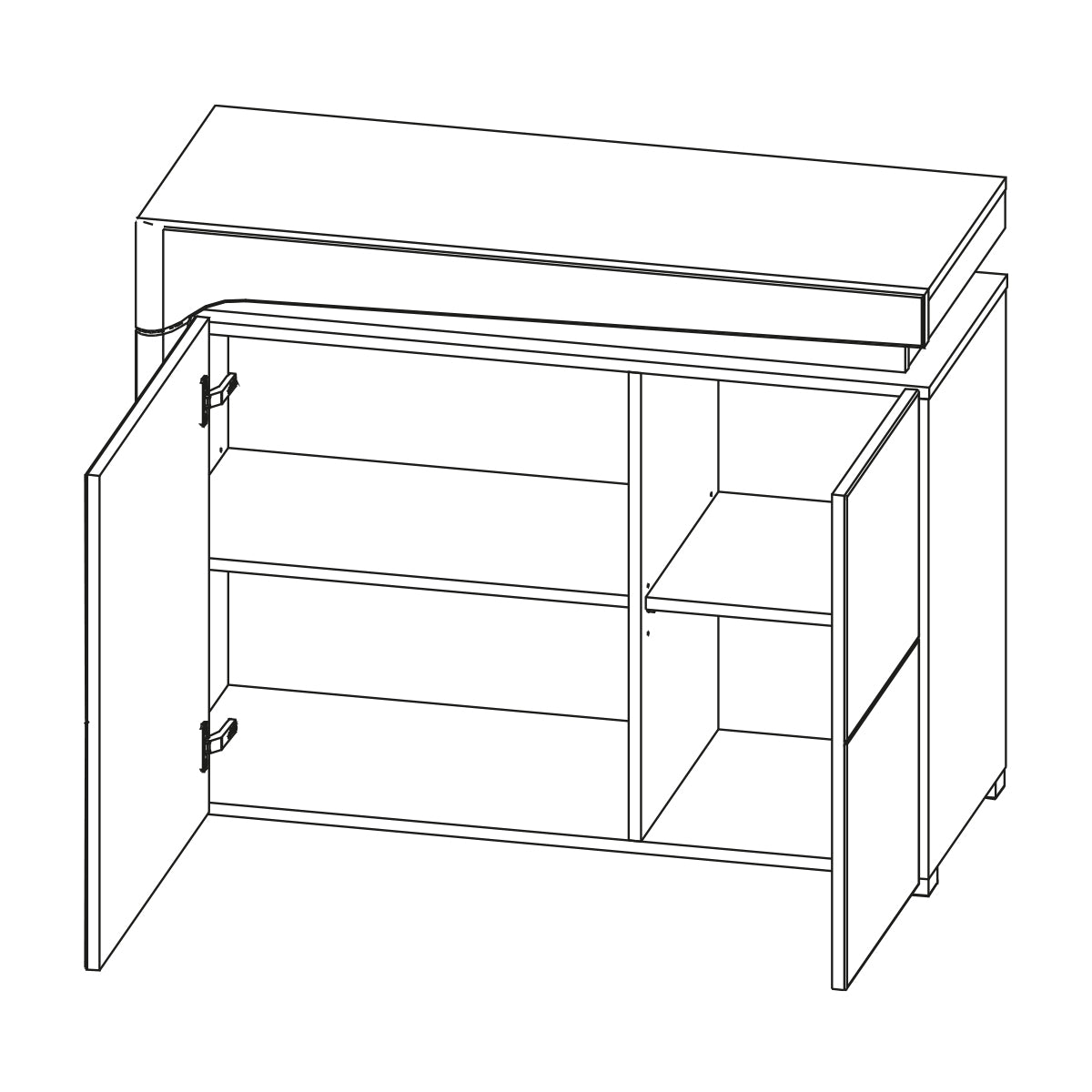 Buffet 2 portes LED inclus Teo Blanc et Bois - vue 5