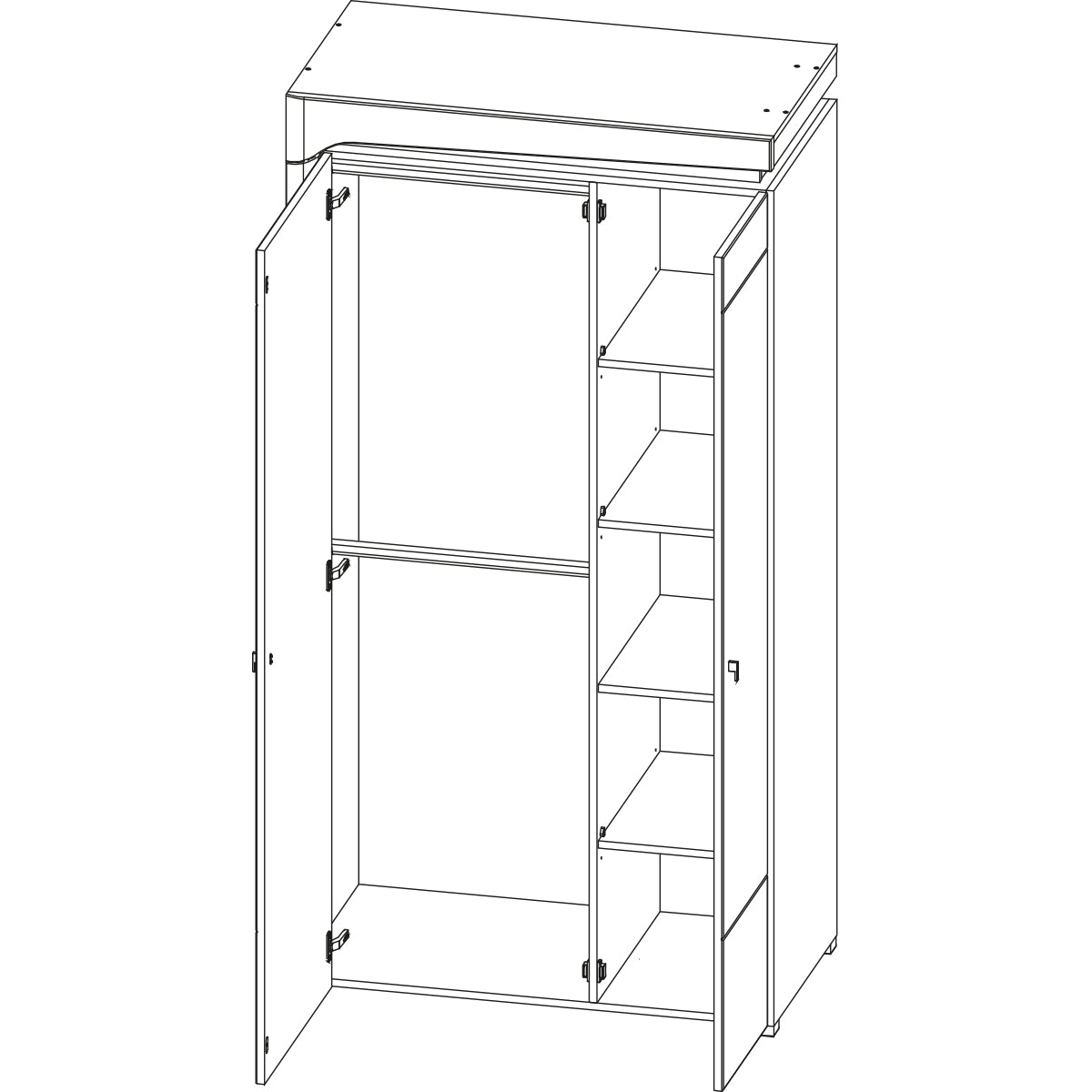 Armoire 2 portes LED inclus Teo Blanc et Bois - vue 5
