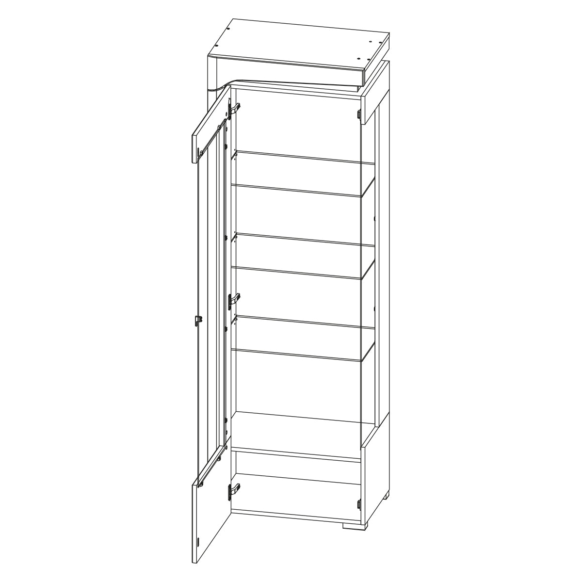 Vitrine 1 porte ouverture gauche LED inclus Teo Blanc et Bois - vue 4